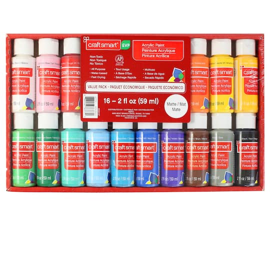 16 Color Matte Acrylic Paint Value Pack By Craft Smart Michaels